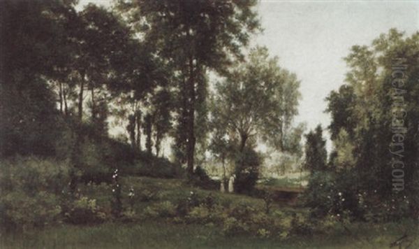 Parklandschaft Mit Mutter Und Kind Oil Painting by Horace-Antoine Fonville