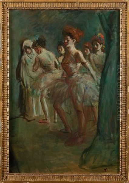 Danseuses Dans Les Coulisses Oil Painting by Jean-Louis Forain