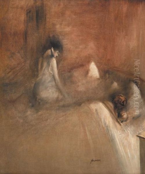 Couple Au Lit Oil Painting by Jean-Louis Forain