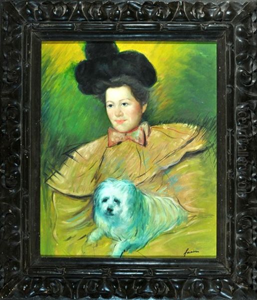 Dame Mit Weisem Hund Oil Painting by Jean-Louis Forain