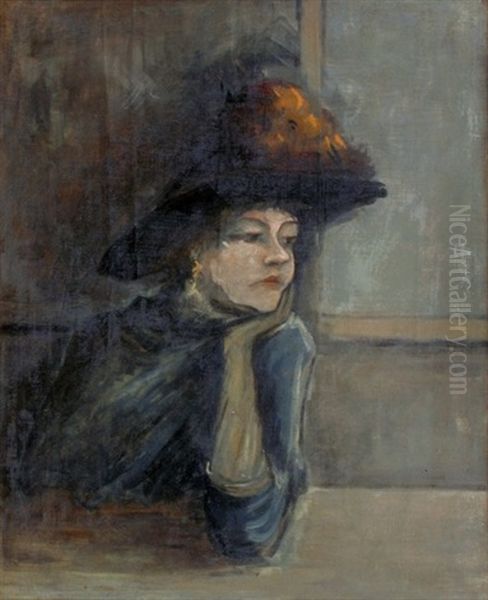 Femme Accoudee Oil Painting by Jean-Louis Forain