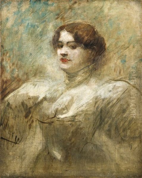 Portrait Presume De Mademoiselle Lender Oil Painting by Jean-Louis Forain