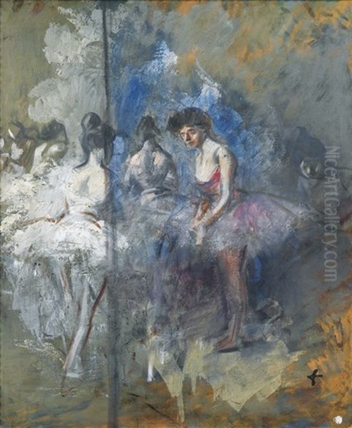 Danseuses, Dans Les Coulisses Oil Painting by Jean-Louis Forain