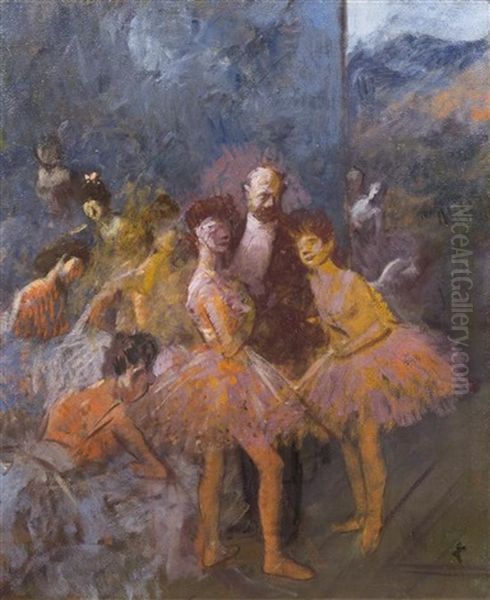 Le Foyer A L'opera Oil Painting by Jean-Louis Forain