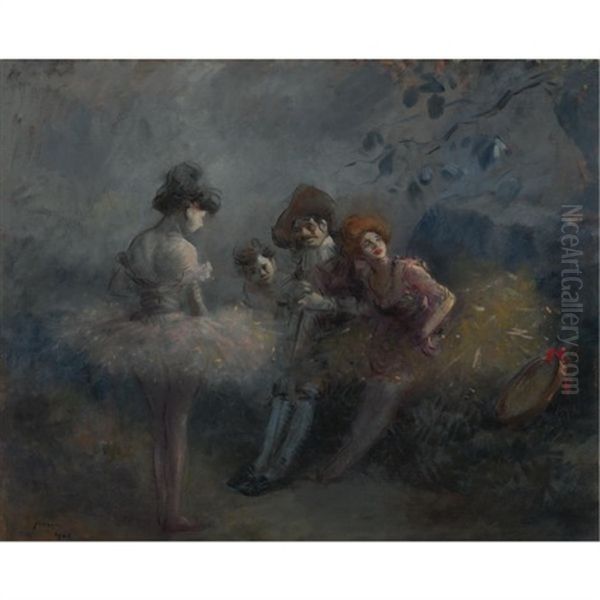 The Dancers From La Comedie Oil Painting by Jean-Louis Forain