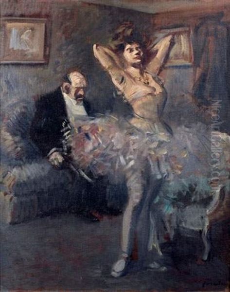 Danseuse Et Financier Ou Danseuse Dans Sa Loge Oil Painting by Jean-Louis Forain