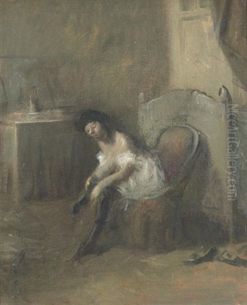 Interieur Mit Frau Bei Der Ankleide Oil Painting by Jean-Louis Forain