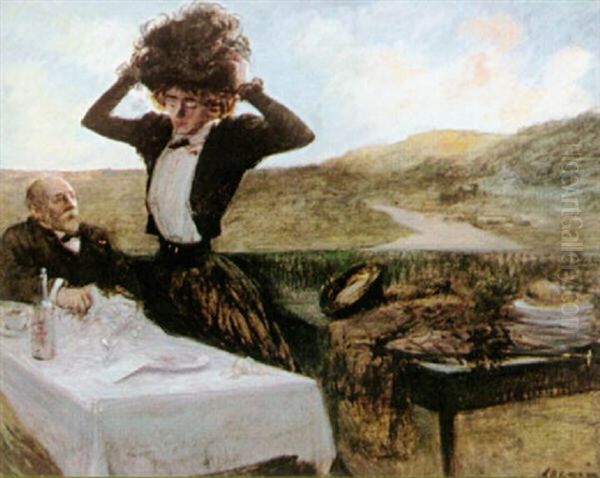 La Terrasse Oil Painting by Jean-Louis Forain