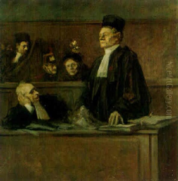 Tribunal Oil Painting by Jean-Louis Forain