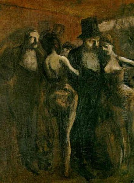 Personnages En Costume De Soiree Oil Painting by Jean-Louis Forain