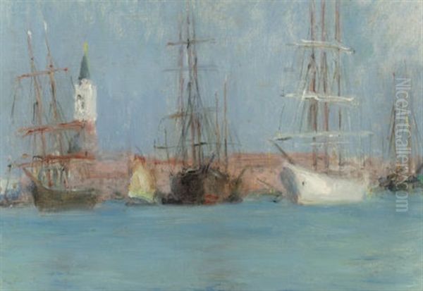 Ships In Venice Oil Painting by Charles Stuart Forbes