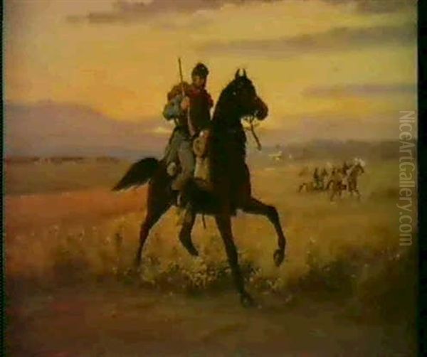 Union Rider Oil Painting by Edwin C. Forbes