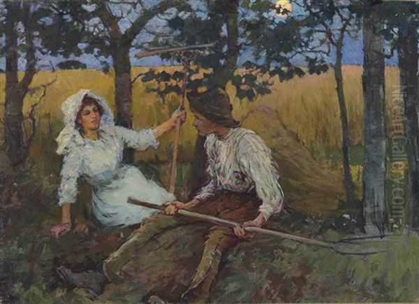 Harvest Moon Oil Painting by Elizabeth Adela Forbes