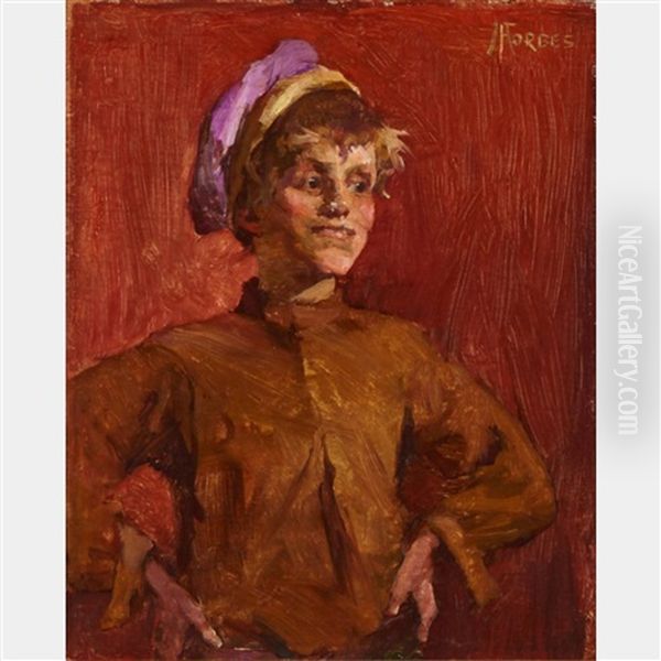 Young Boy Oil Painting by Elizabeth Adela Forbes