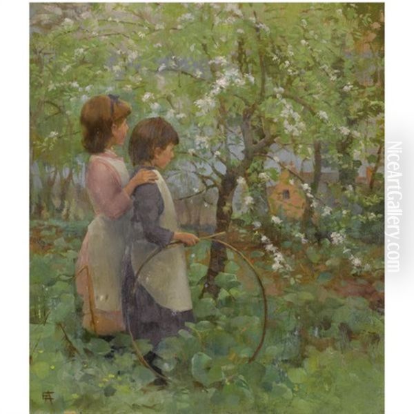 The Orchard Oil Painting by Elizabeth Adela Forbes