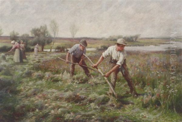 Threshing Oil Painting by Elizabeth Adela Forbes