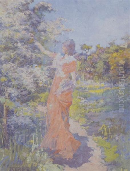 Picking Blossom Oil Painting by Elizabeth Adela Forbes