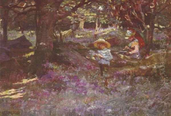 Picking Bluebells Oil Painting by Elizabeth Adela Forbes