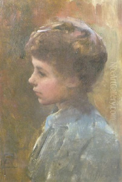 Boy's Head Oil Painting by Elizabeth Adela Forbes