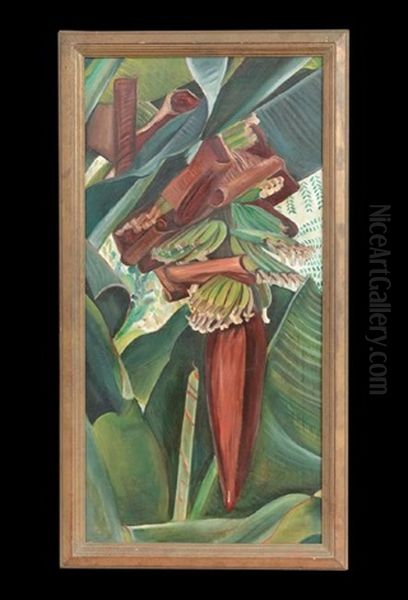 Banana Foliage Oil Painting by Helen Forbes