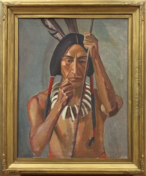 Portrait Of An Indian Oil Painting by Helen Forbes