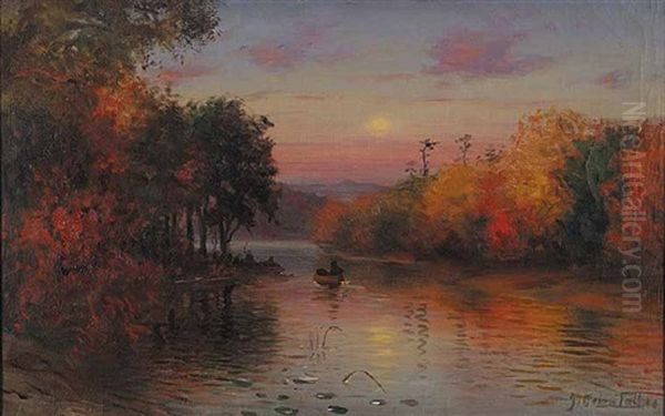 Untitled (sunset Paddle) Oil Painting by John Colin Forbes