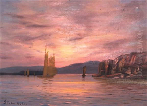 Sailboats At Dusk Oil Painting by John Colin Forbes