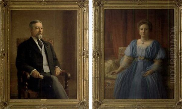 Portrait Of The Honorable George F. Baer (+ Portrait Of Mrs. George F. Baer; Pair) Oil Painting by John Colin Forbes