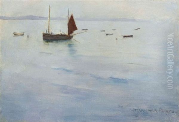 Becalmed Oil Painting by Stanhope Forbes