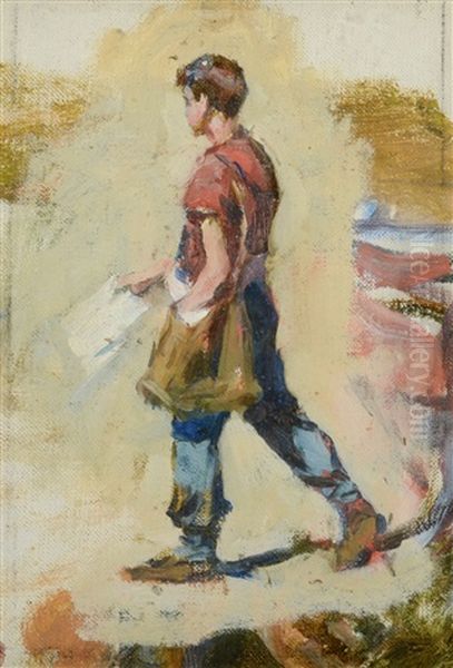 Paperboy Oil Painting by Stanhope Forbes