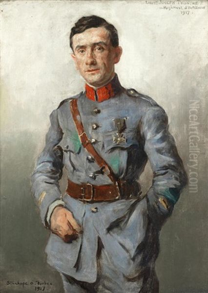 Portrait Of Lieutenant Joseph Tronche Oil Painting by Stanhope Forbes