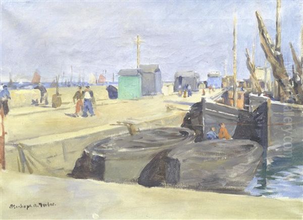 Newlyn Pier Oil Painting by Stanhope Forbes