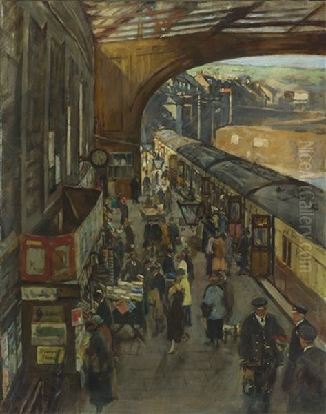 The Terminus, Penzance Station Oil Painting by Stanhope Forbes