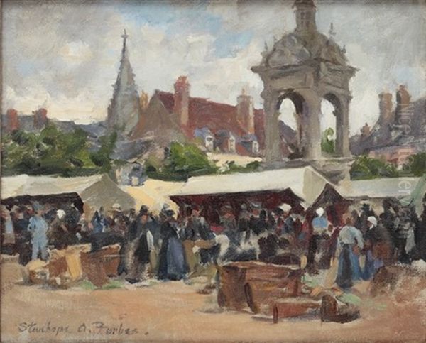 Breton Market Oil Painting by Stanhope Forbes