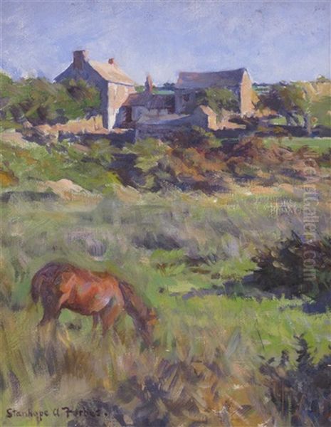 A Farmstead In Cornwall Oil Painting by Stanhope Forbes