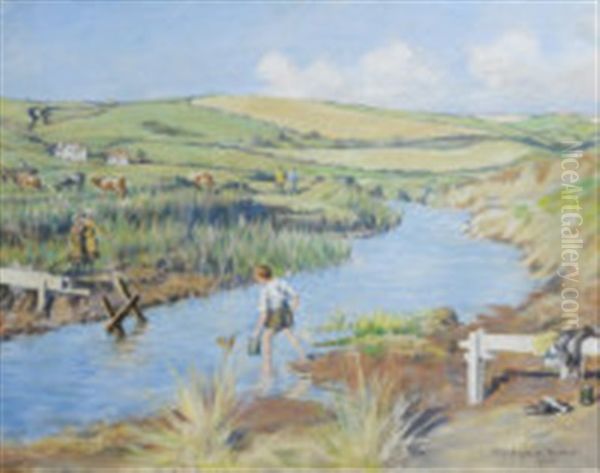 The Red River. St. Ives Bay Oil Painting by Stanhope Forbes