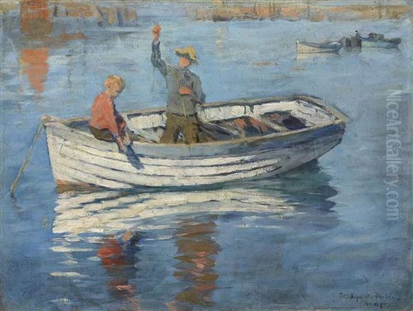 Chadding, Mounts Bay, Newlyn Oil Painting by Stanhope Forbes