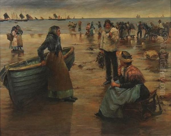 Waiting For The Day's Catch Oil Painting by Stanhope Forbes