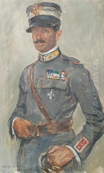 Portrait Of A Gentleman In Italian Military Uniform Oil Painting by Stanhope Forbes