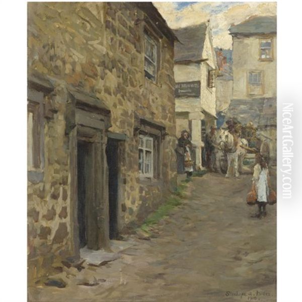 The Keigwin Arms, Mousehole Oil Painting by Stanhope Forbes