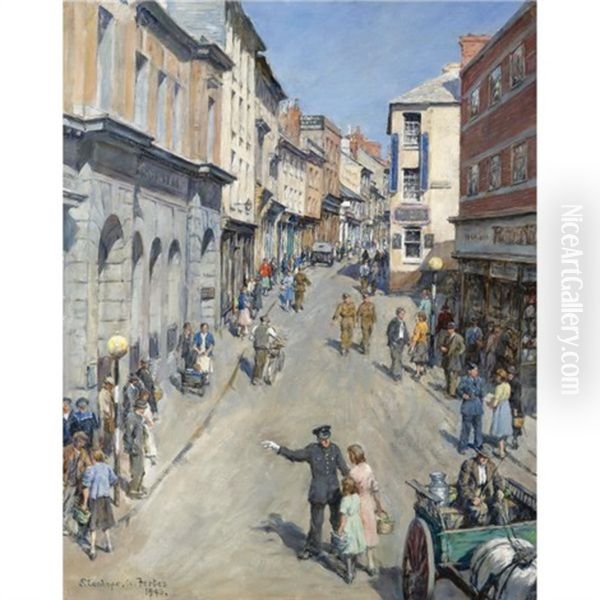 Causewayhead, Penzance Oil Painting by Stanhope Forbes