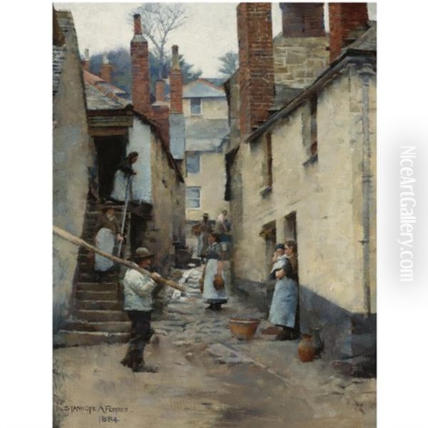 Old Newlyn Oil Painting by Stanhope Forbes