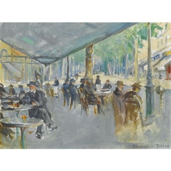 The Cafe Oil Painting by Stanhope Forbes