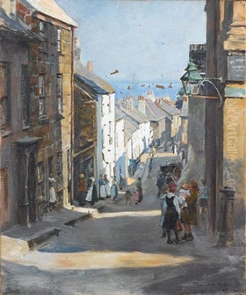 An Old Quarter Of Penzance Oil Painting by Stanhope Forbes