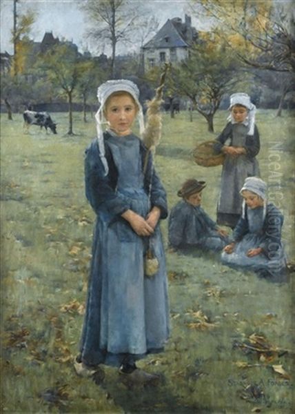 The Orchard, Quimperle Oil Painting by Stanhope Forbes