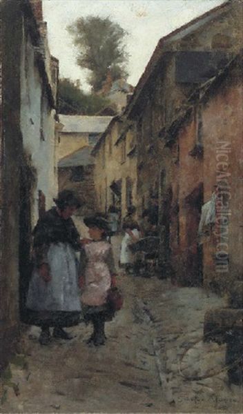 A Street In Newlyn Oil Painting by Stanhope Forbes