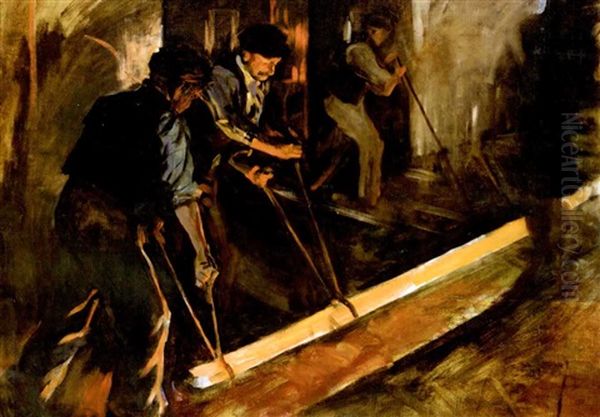 Forging Steel, The Steel Mill Oil Painting by Stanhope Forbes