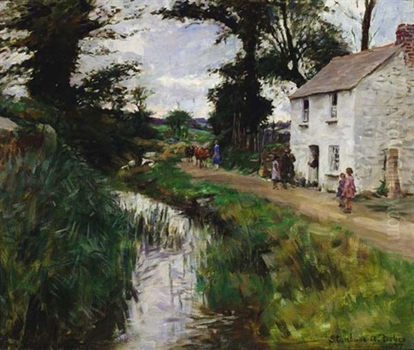 The Path Along The Stream Oil Painting by Stanhope Forbes