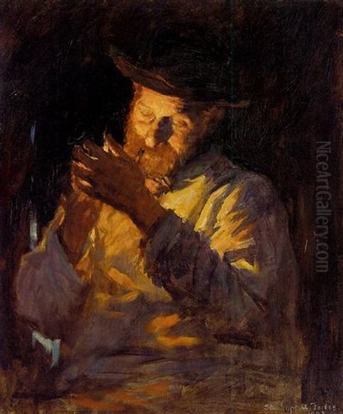 Lighting Up Oil Painting by Stanhope Forbes