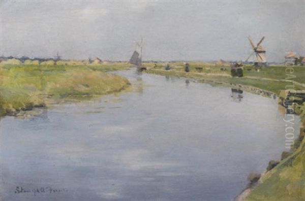 A Dutch River Landscape by Stanhope Forbes